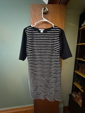 Studio One Black and White Striped Midi Dress